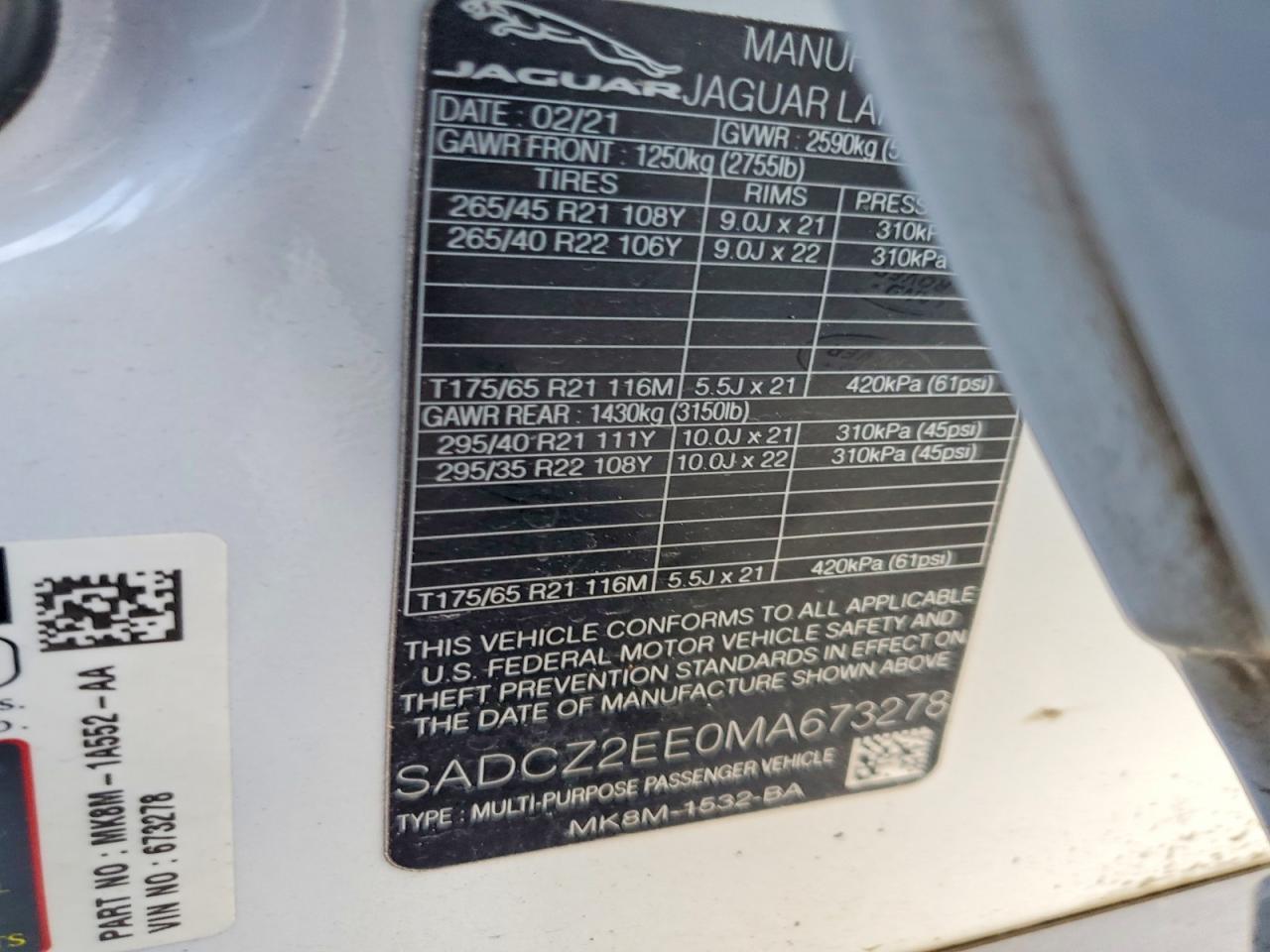 2021 Jaguar F-Pace Svr - zdjęcie 13