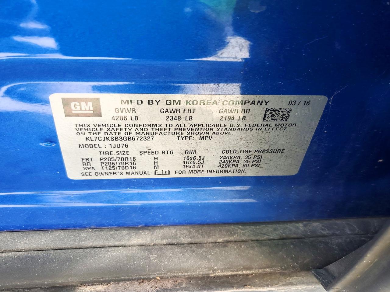 2016 Chevrolet Trax Ls - zdjęcie 13