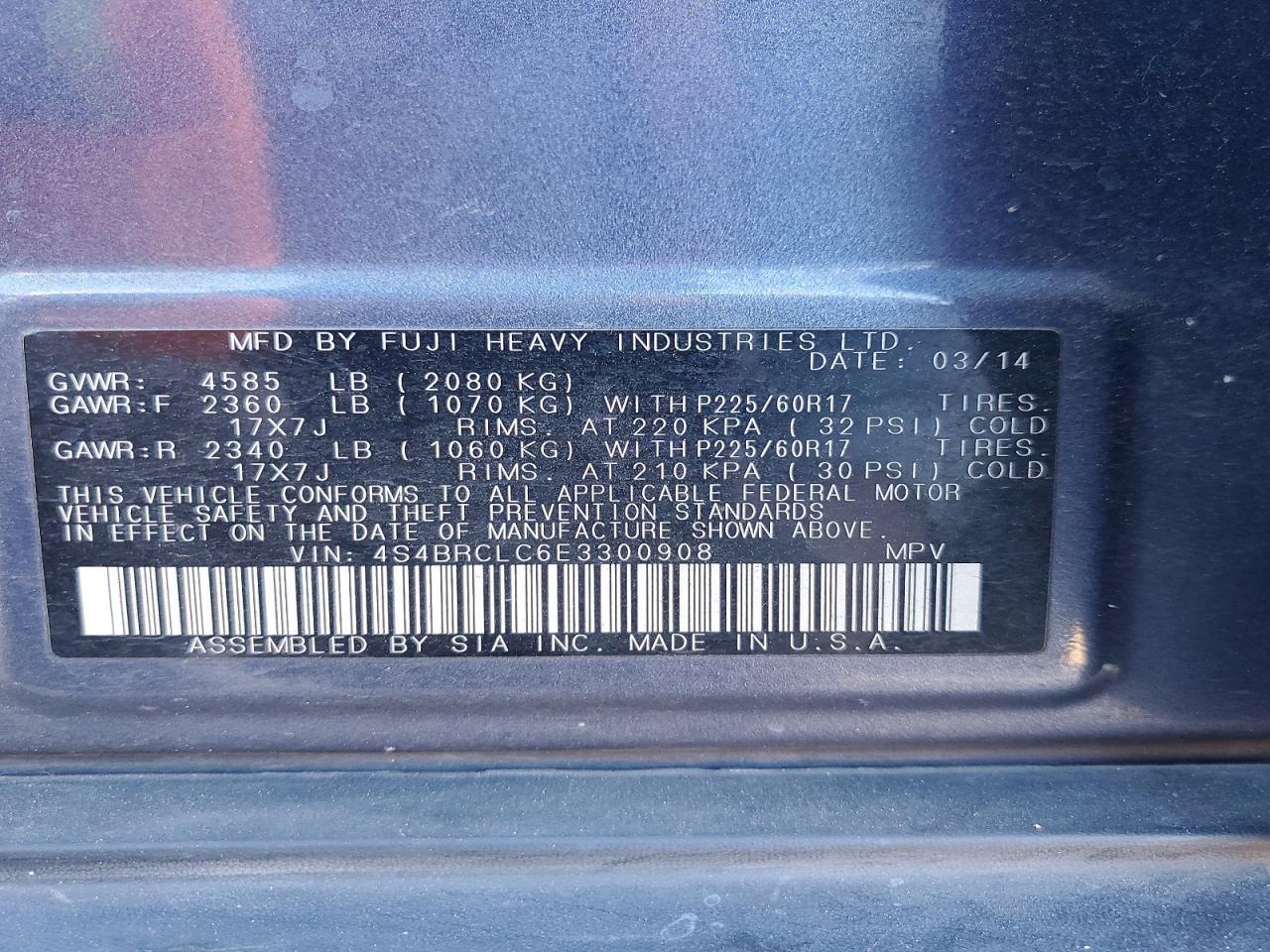 2014 Subaru Outback 2.5I Limited - zdjęcie 13