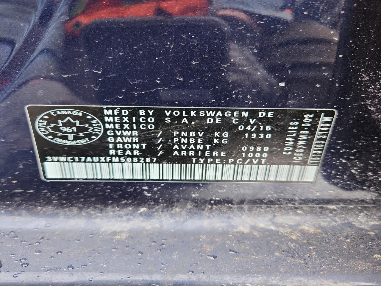 2015 Volkswagen Golf Sportwagen S - zdjęcie 13