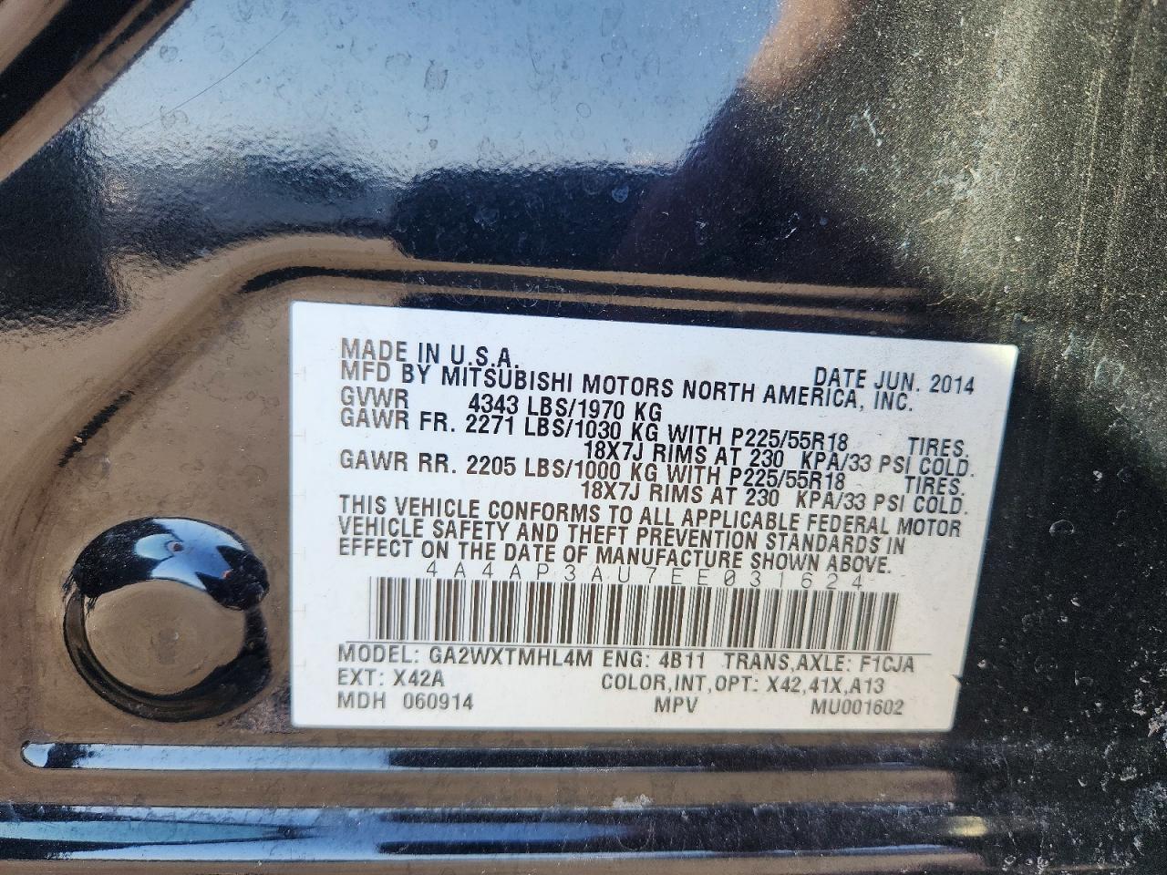2014 Mitsubishi Outlander Sport Es - zdjęcie 12