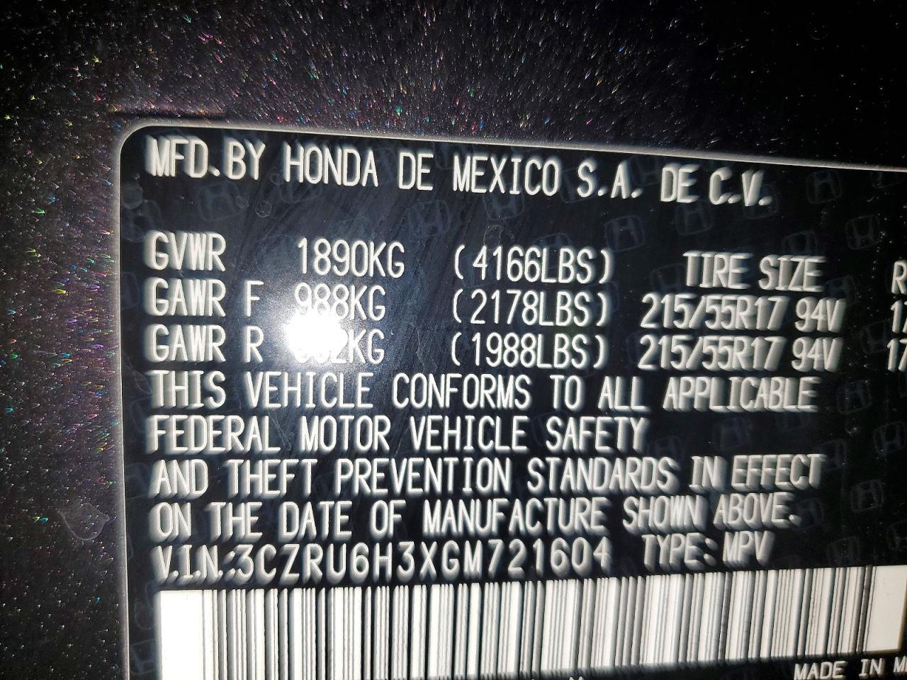 2016 Honda Hr-V Lx - zdjęcie 14