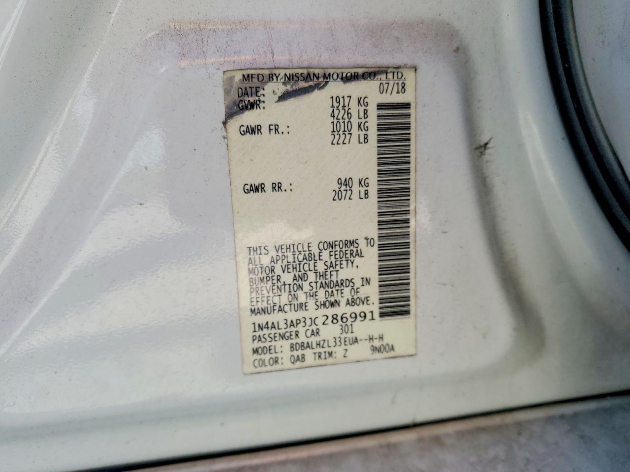2018 Nissan Altima 2.5 Sr - zdjęcie 12