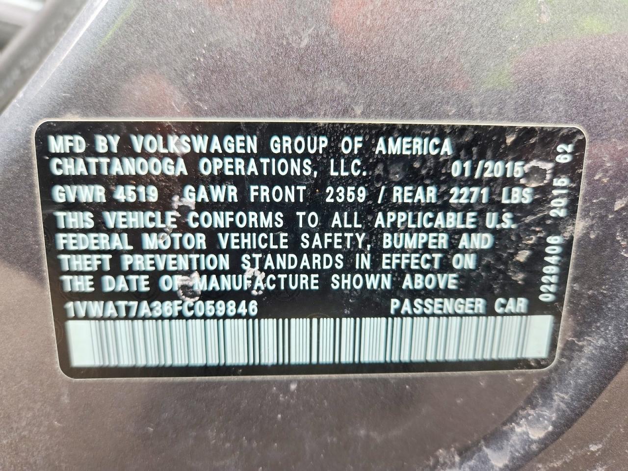 2015 Volkswagen Passat S - zdjęcie 12