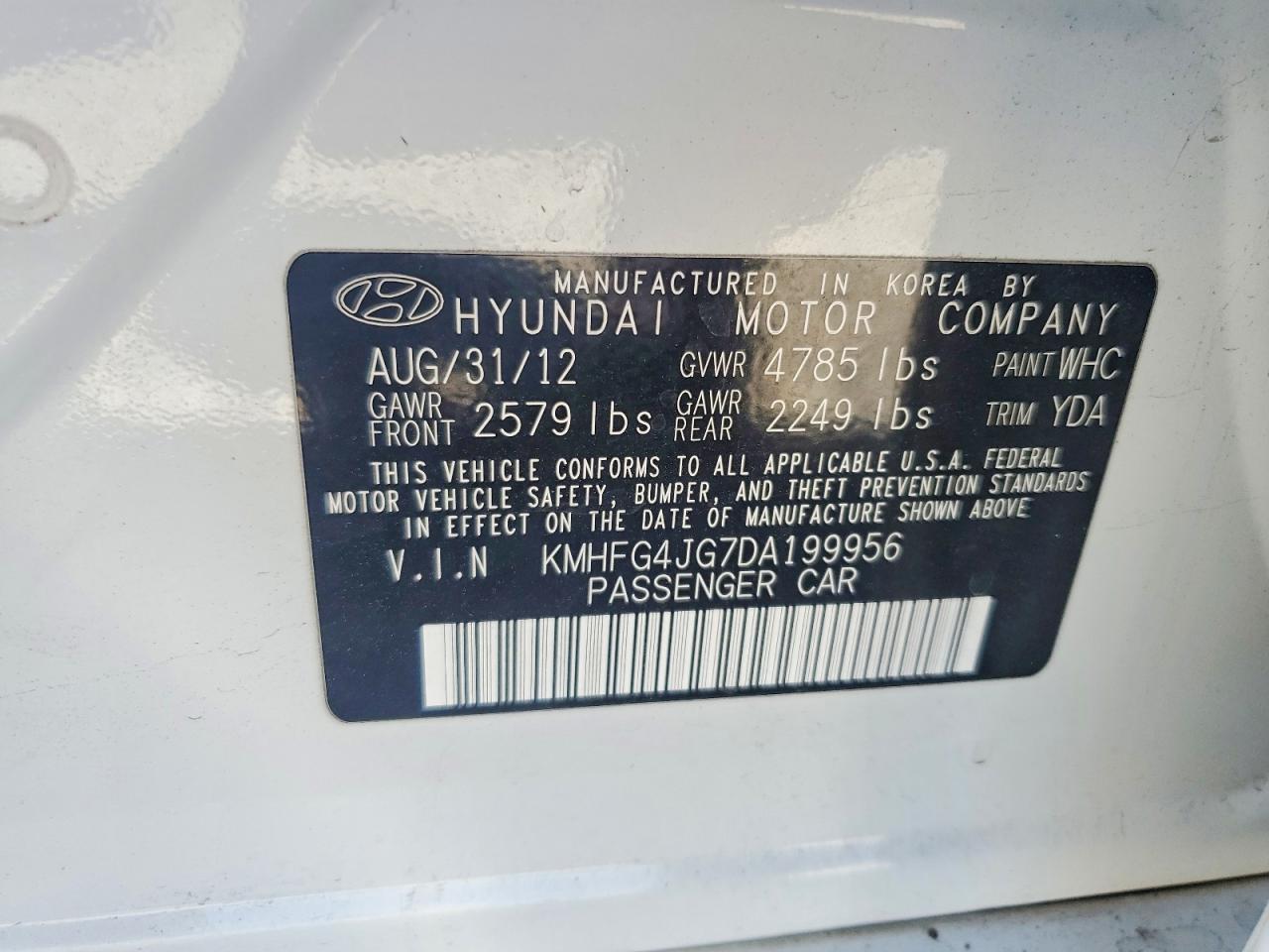 2013 Hyundai Azera Base - zdjęcie 12