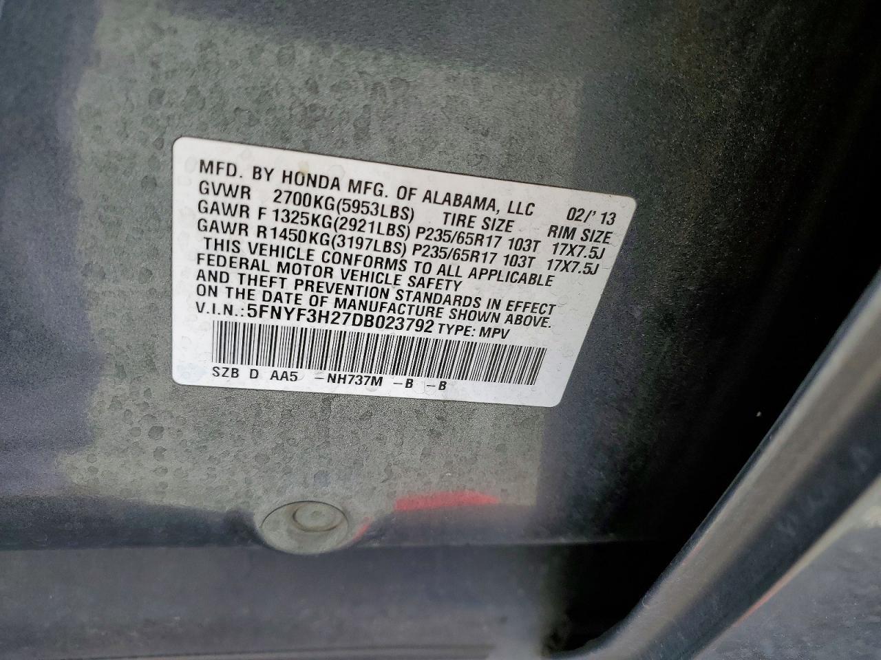 2013 Honda Pilot Lx - zdjęcie 13
