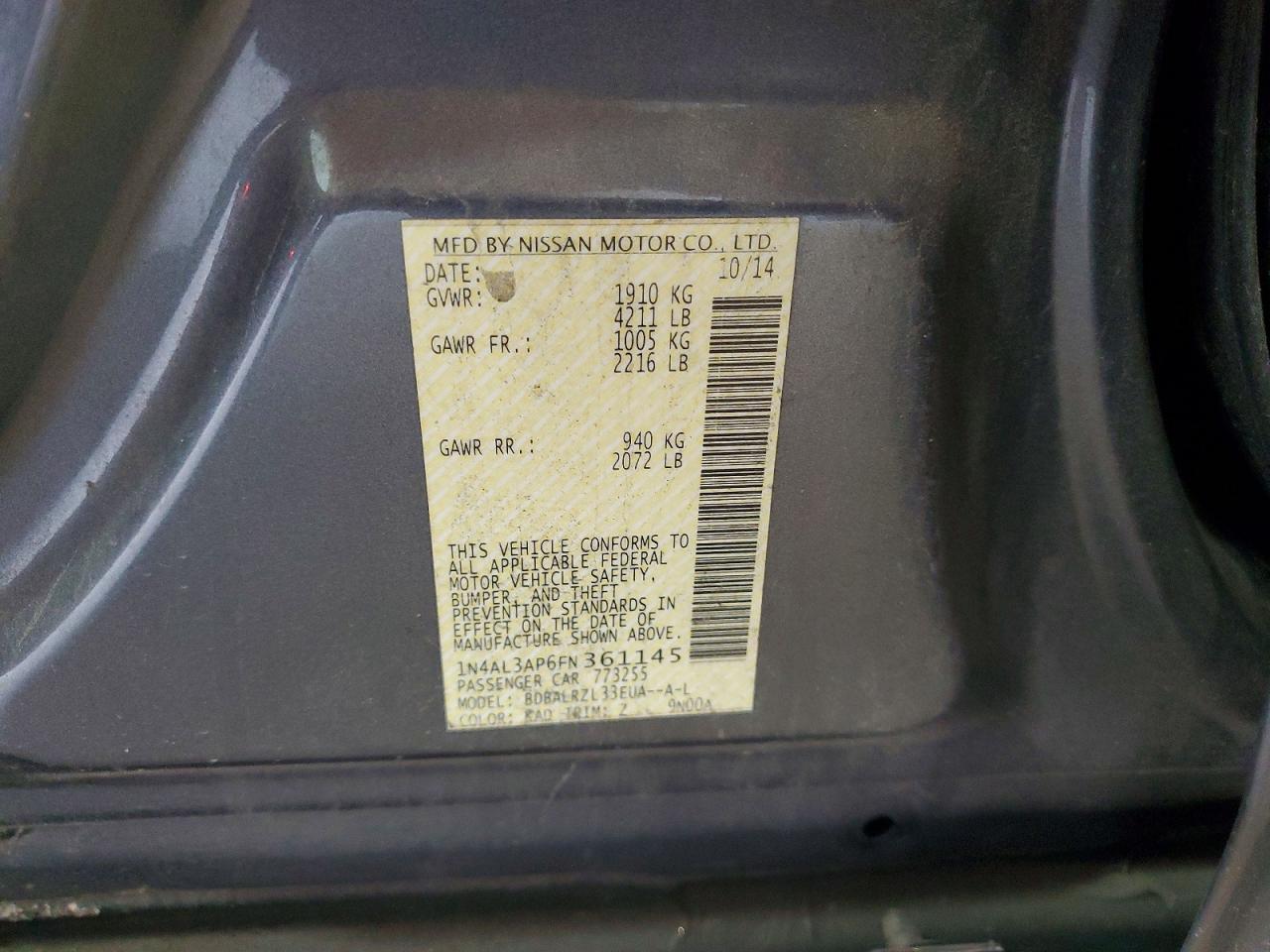 2015 Nissan Altima 2.5 Sl - zdjęcie 12