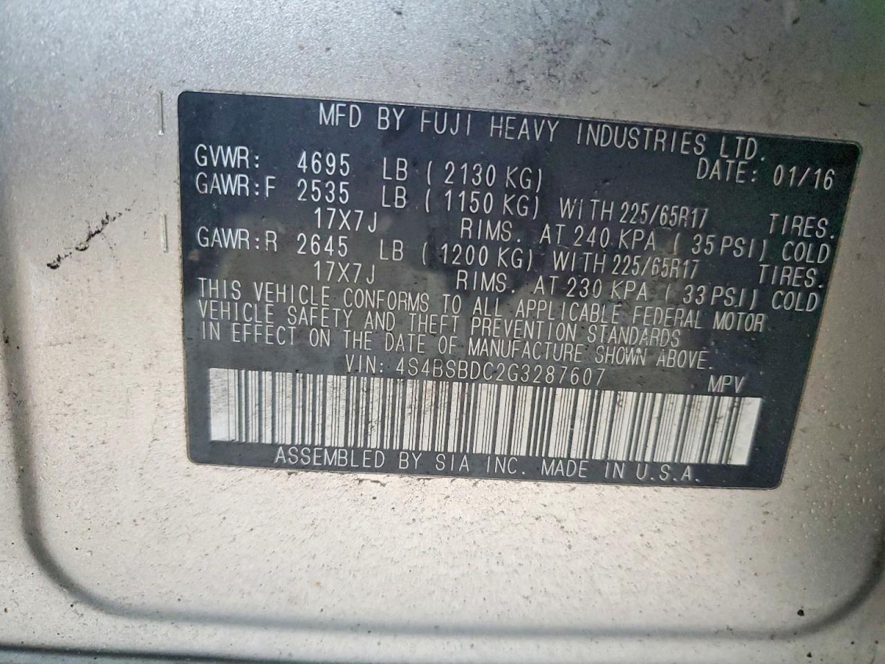 2016 Subaru Outback 2.5I Premium - zdjęcie 13