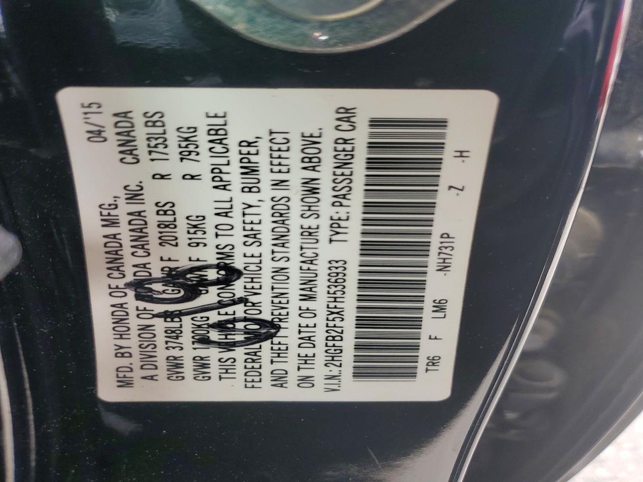 2015 Honda Civic Lx - zdjęcie 13