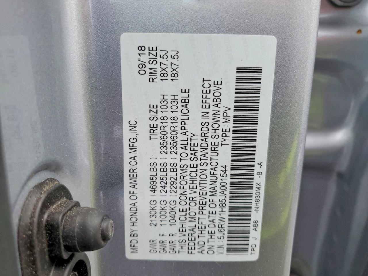 2018 Honda Cr-V Exl - zdjęcie 13