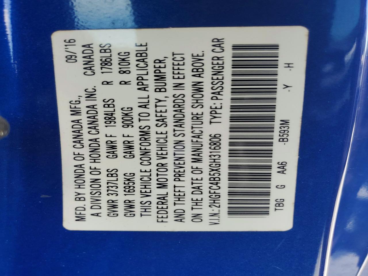 2016 Honda Civic Lx - zdjęcie 13