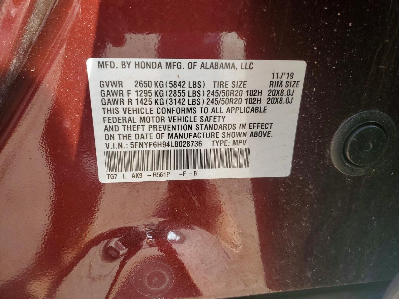 2020 Honda Pilot Touring - zdjęcie 13