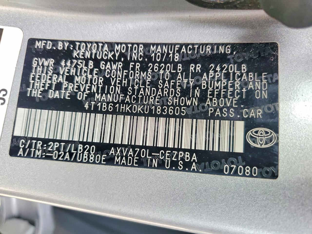 2019 Toyota Camry Xse - zdjęcie 12