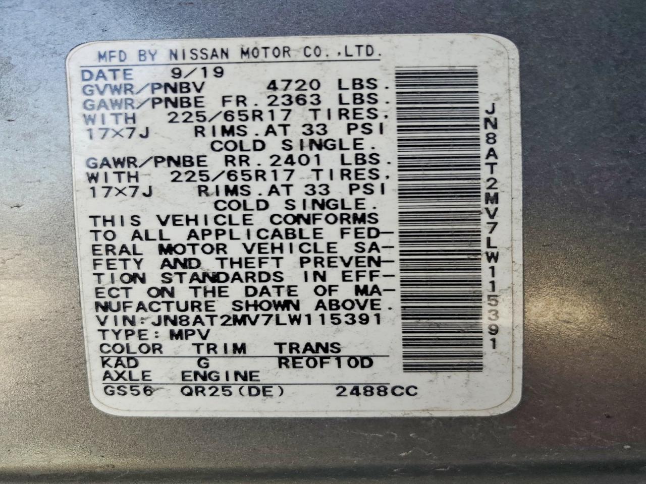 2020 Nissan Rogue Sv - zdjęcie 12