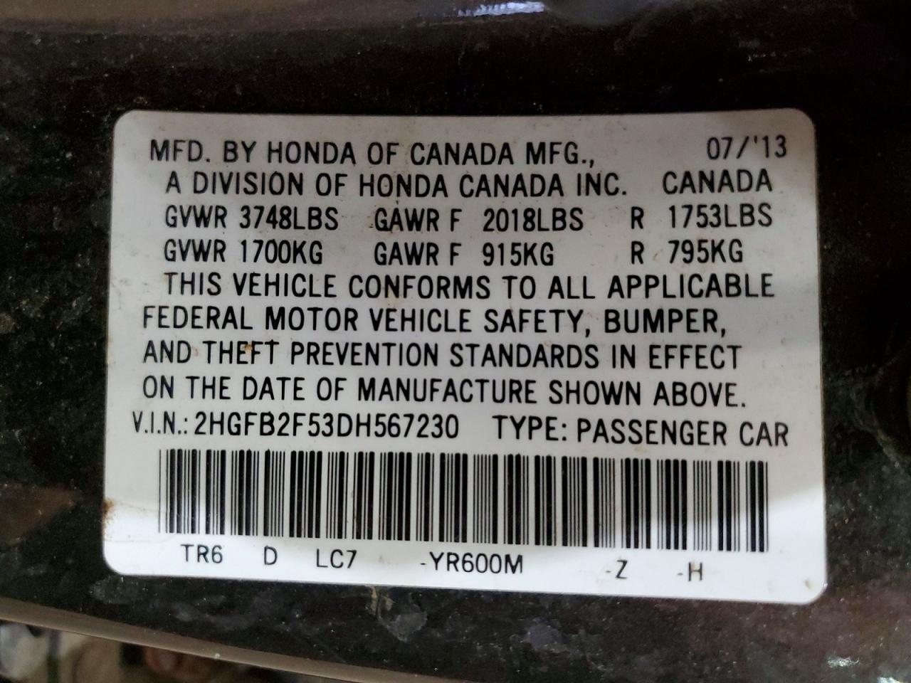 2013 Honda Civic Lx - zdjęcie 12