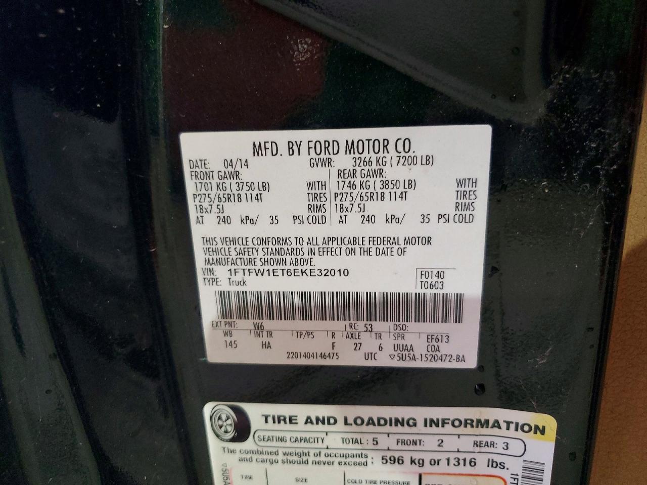 2014 Ford F150 Lariat 4Wd 3.5L V6 Crew Cab - zdjęcie 12