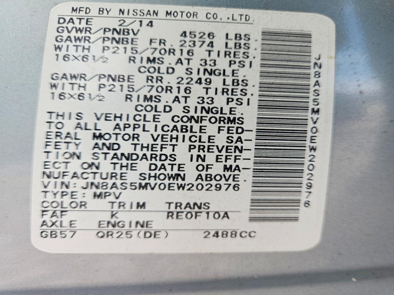 2014 Nissan Rogue Select S - zdjęcie 14