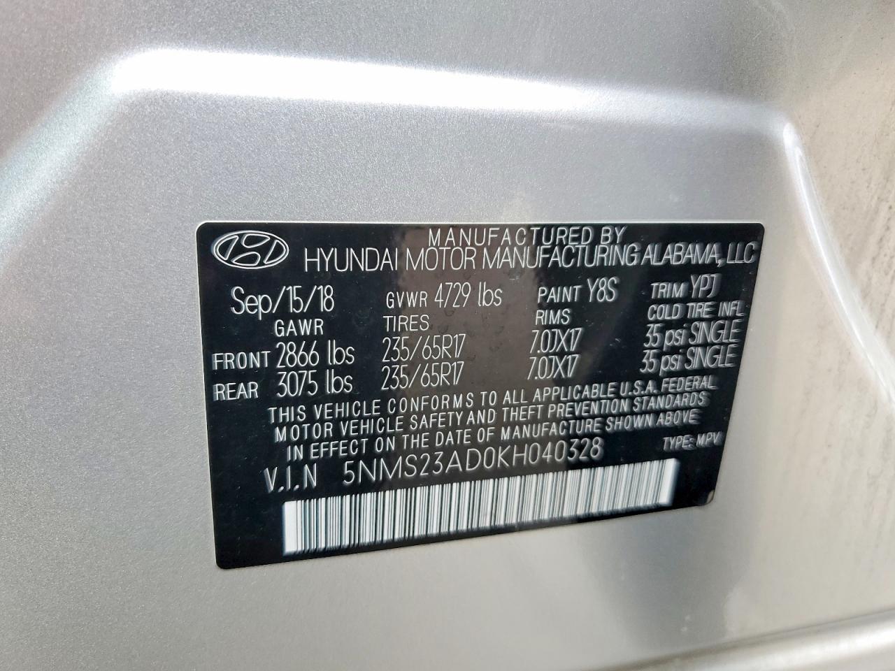 2019 Hyundai Santa Fe Se 2.4L - zdjęcie 14
