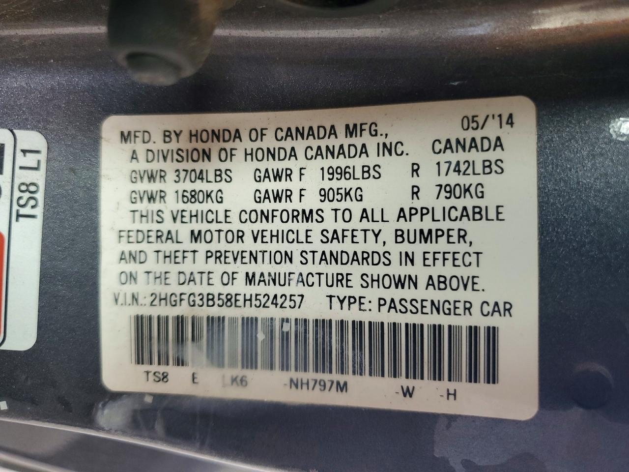 2014 Honda Civic Lx - zdjęcie 12