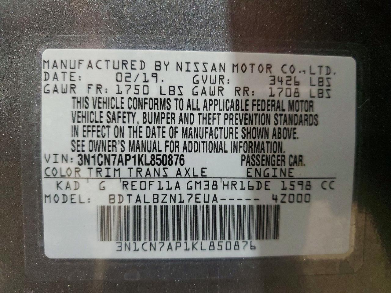 2019 Nissan Versa Sv - zdjęcie 12