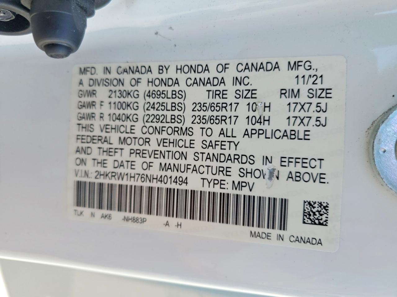 2022 Honda Cr-V Se - zdjęcie 12