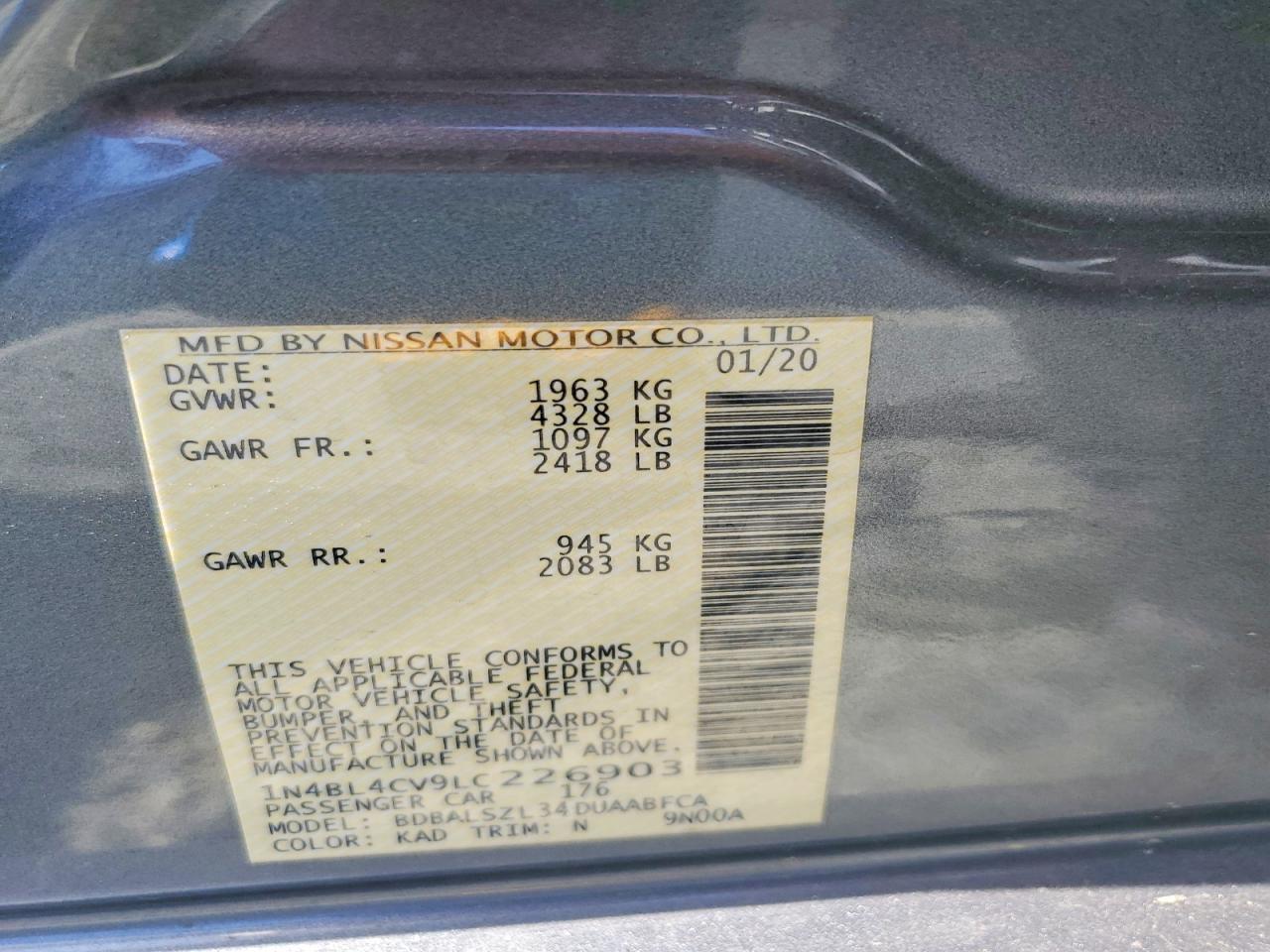 2020 Nissan Altima 2.5 Sr - zdjęcie 12
