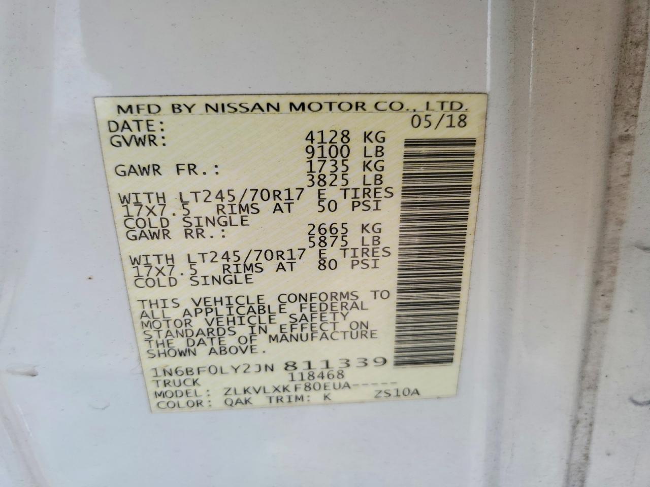 2018 Nissan Nv 2500 Hd Sv - zdjęcie 13