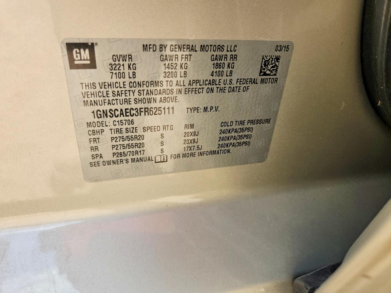 2015 Chevrolet Tahoe C1500 Ls - zdjęcie 13