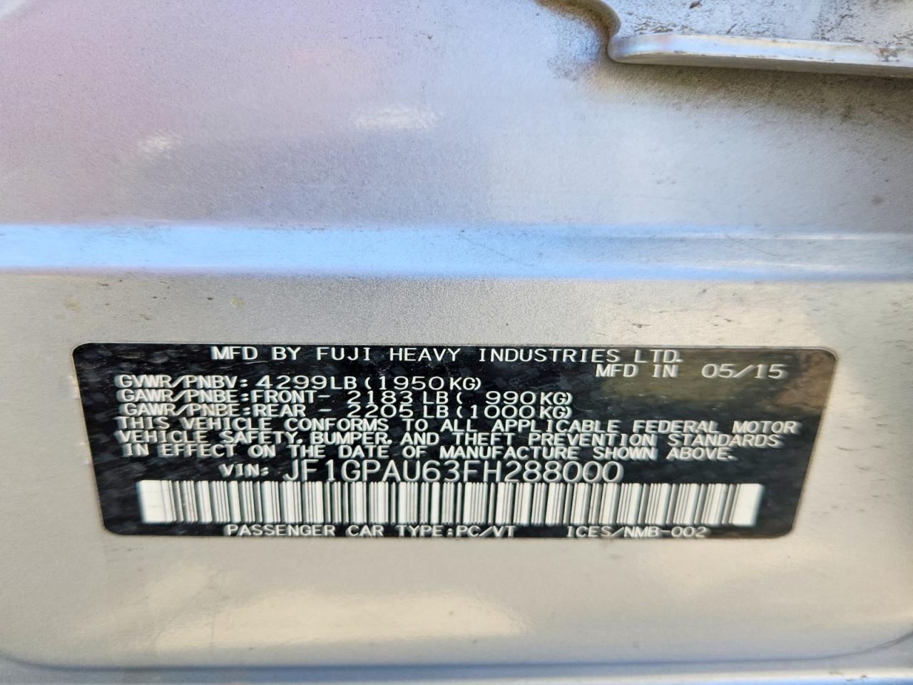 2015 Subaru Impreza Sport - zdjęcie 14