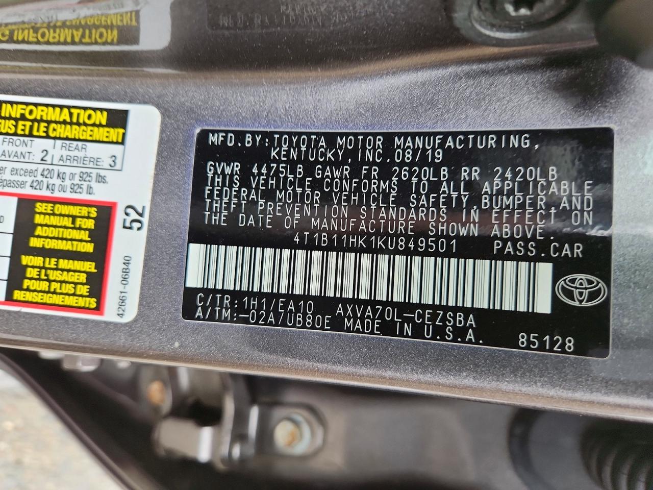 2019 Toyota Camry Se - zdjęcie 12