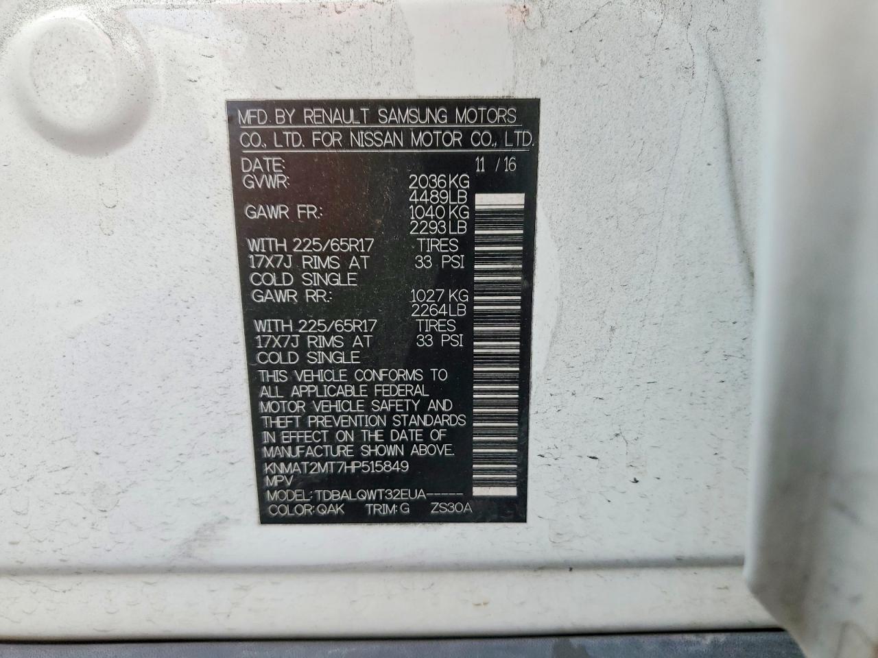 2017 Nissan Rogue Sv - zdjęcie 13