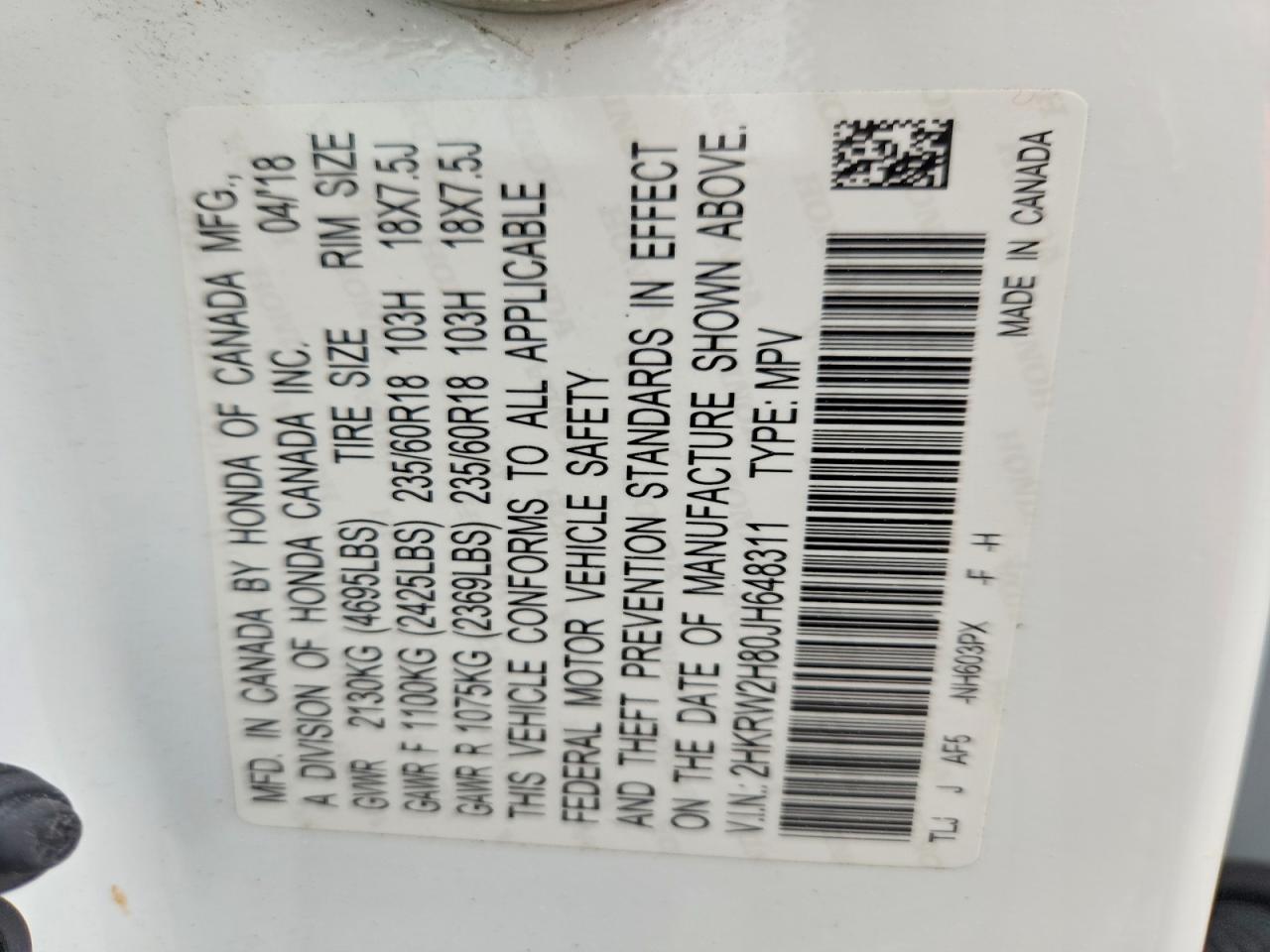 2018 Honda Cr-V Exl - zdjęcie 13