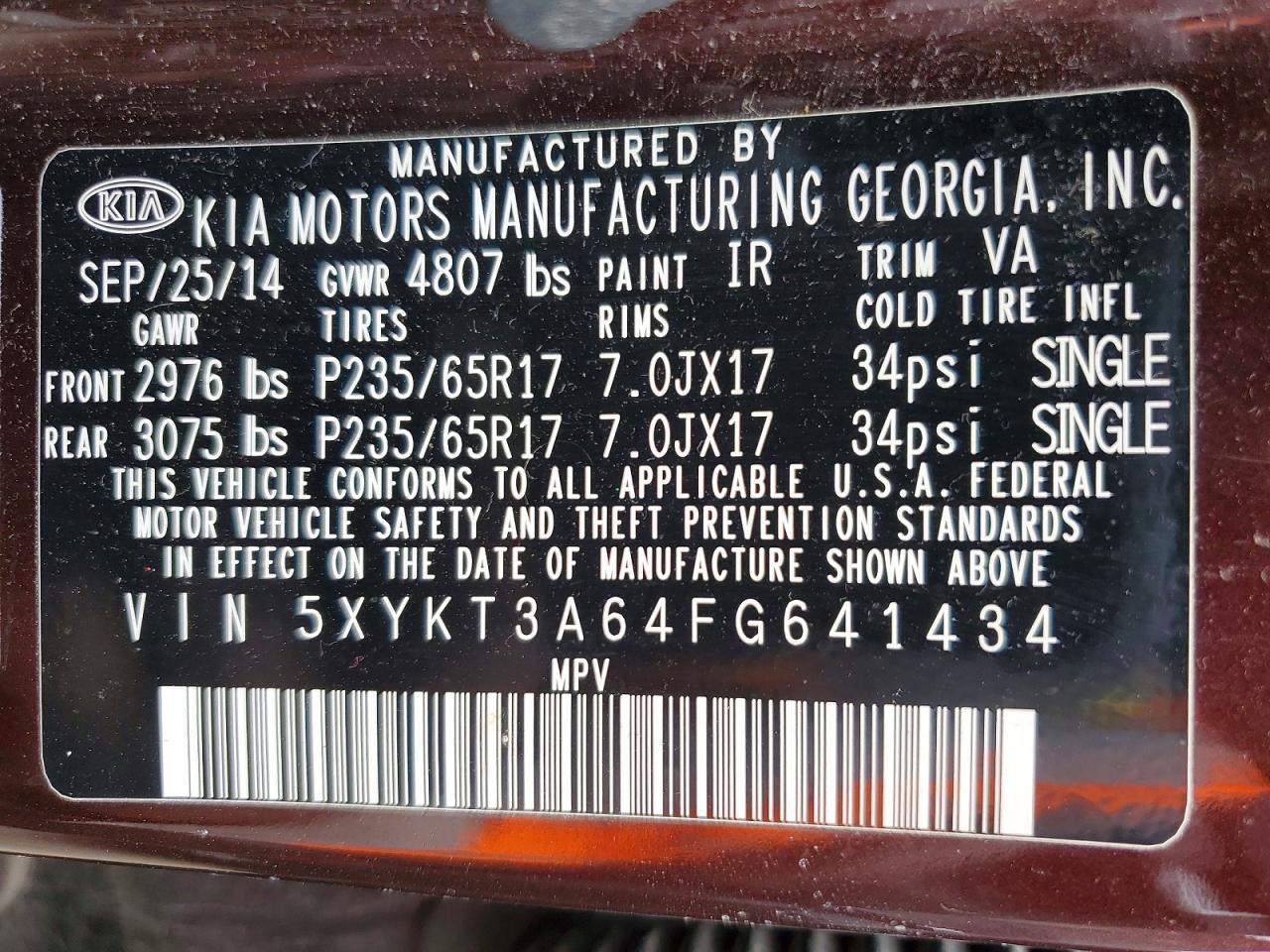 2015 Kia Sorento Lx - zdjęcie 13