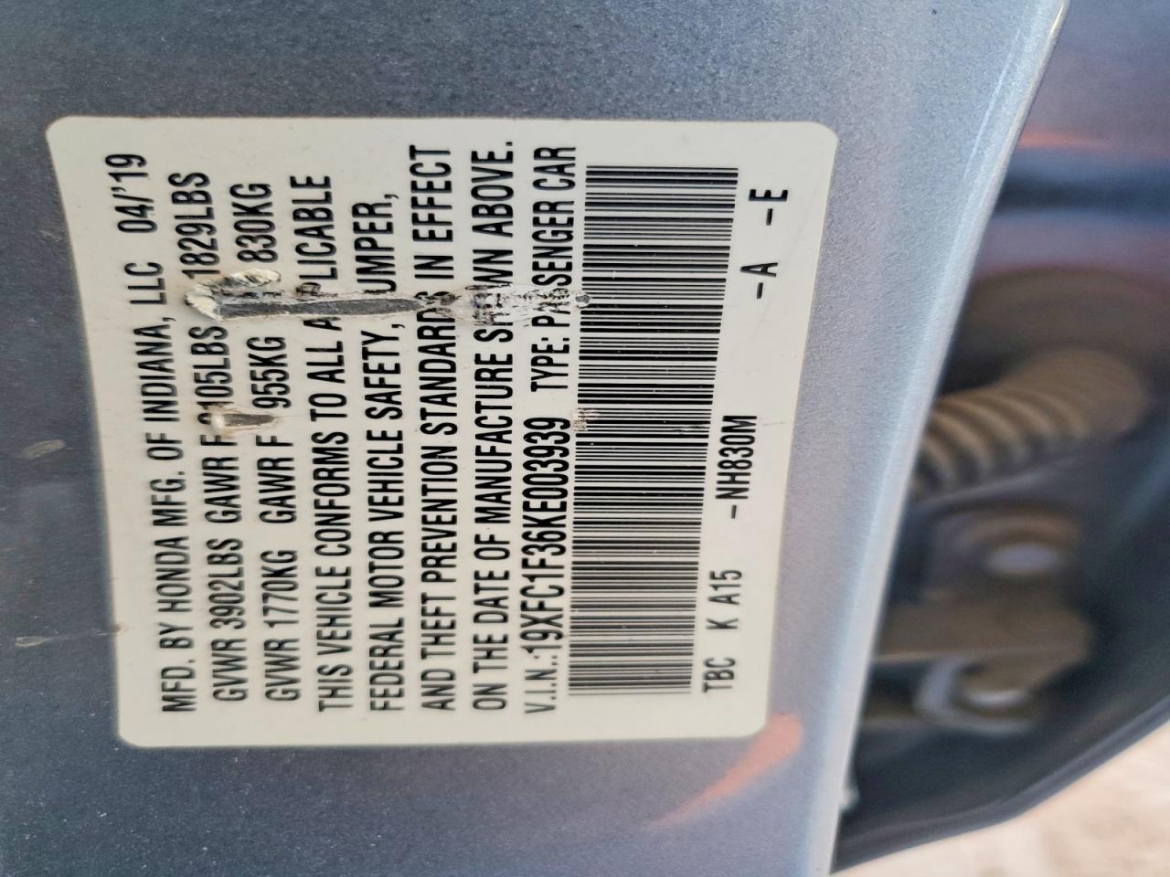 2019 Honda Civic Ex - zdjęcie 12