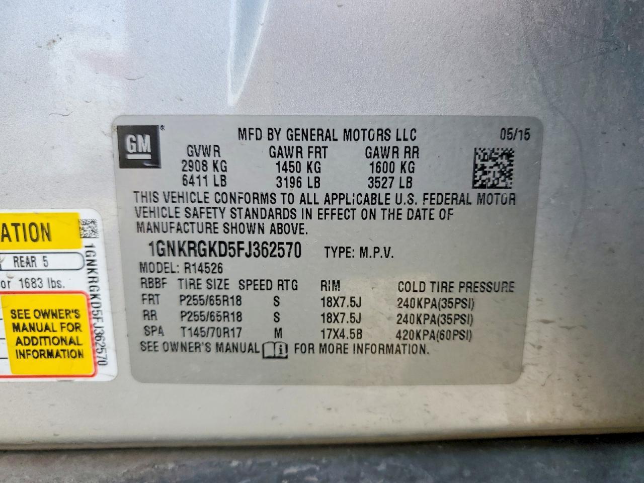 2015 Chevrolet Traverse Lt - zdjęcie 13