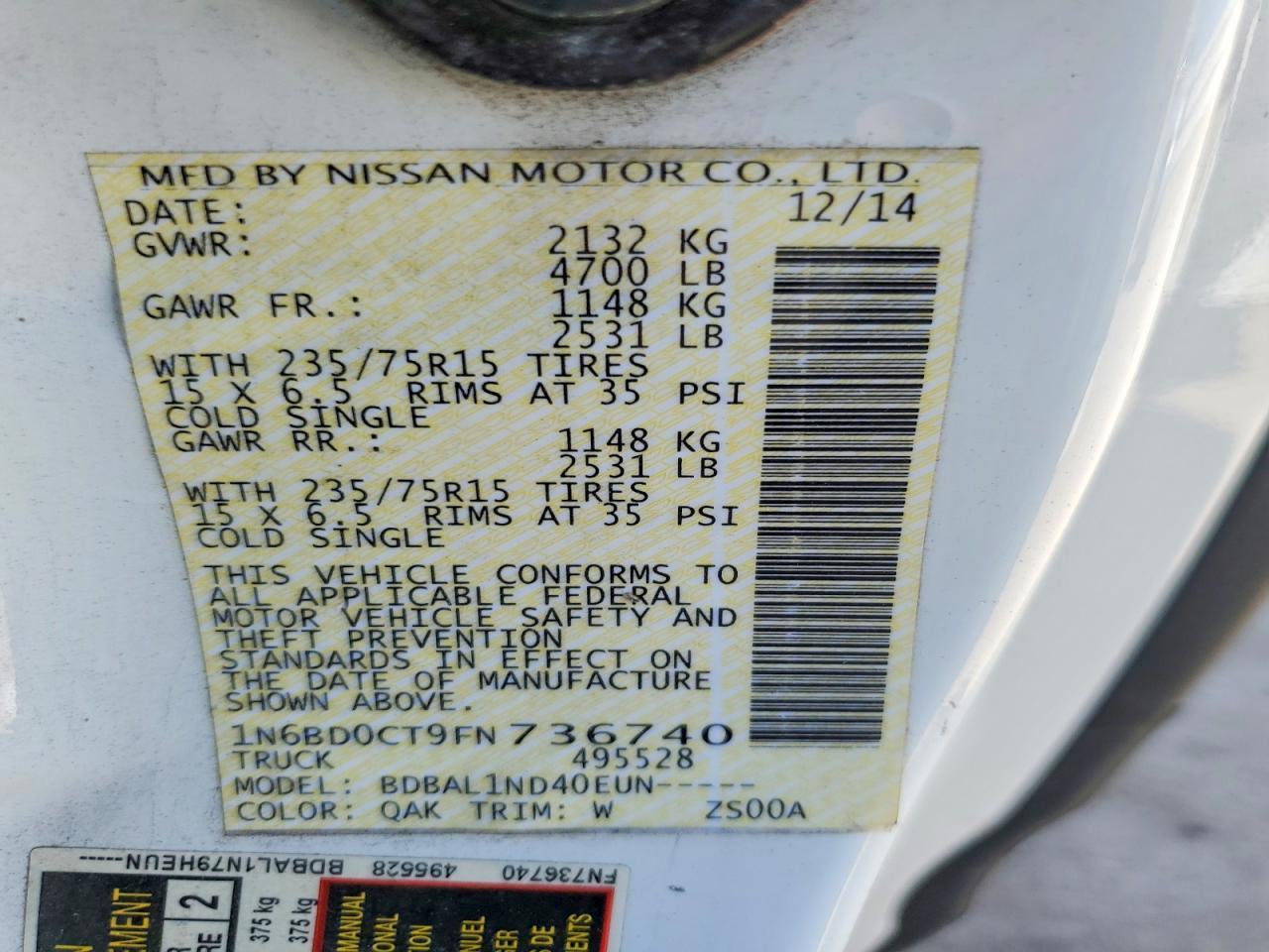 2015 Nissan Frontier S - zdjęcie 12