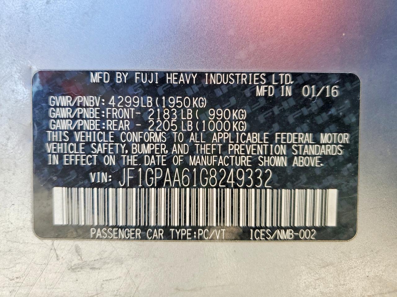 2016 Subaru Impreza - zdjęcie 12