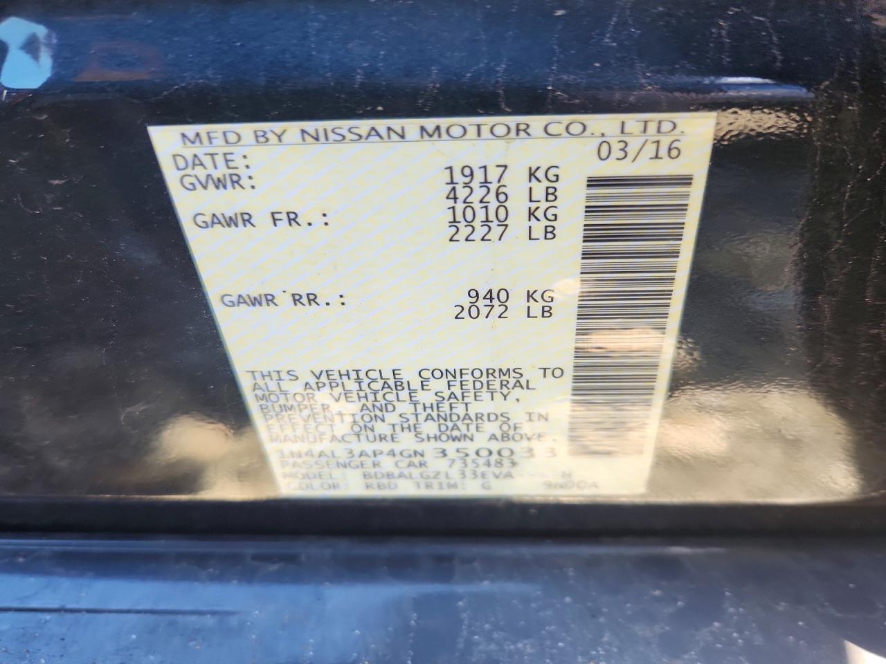 2016 Nissan Altima 2.5 S - zdjęcie 12