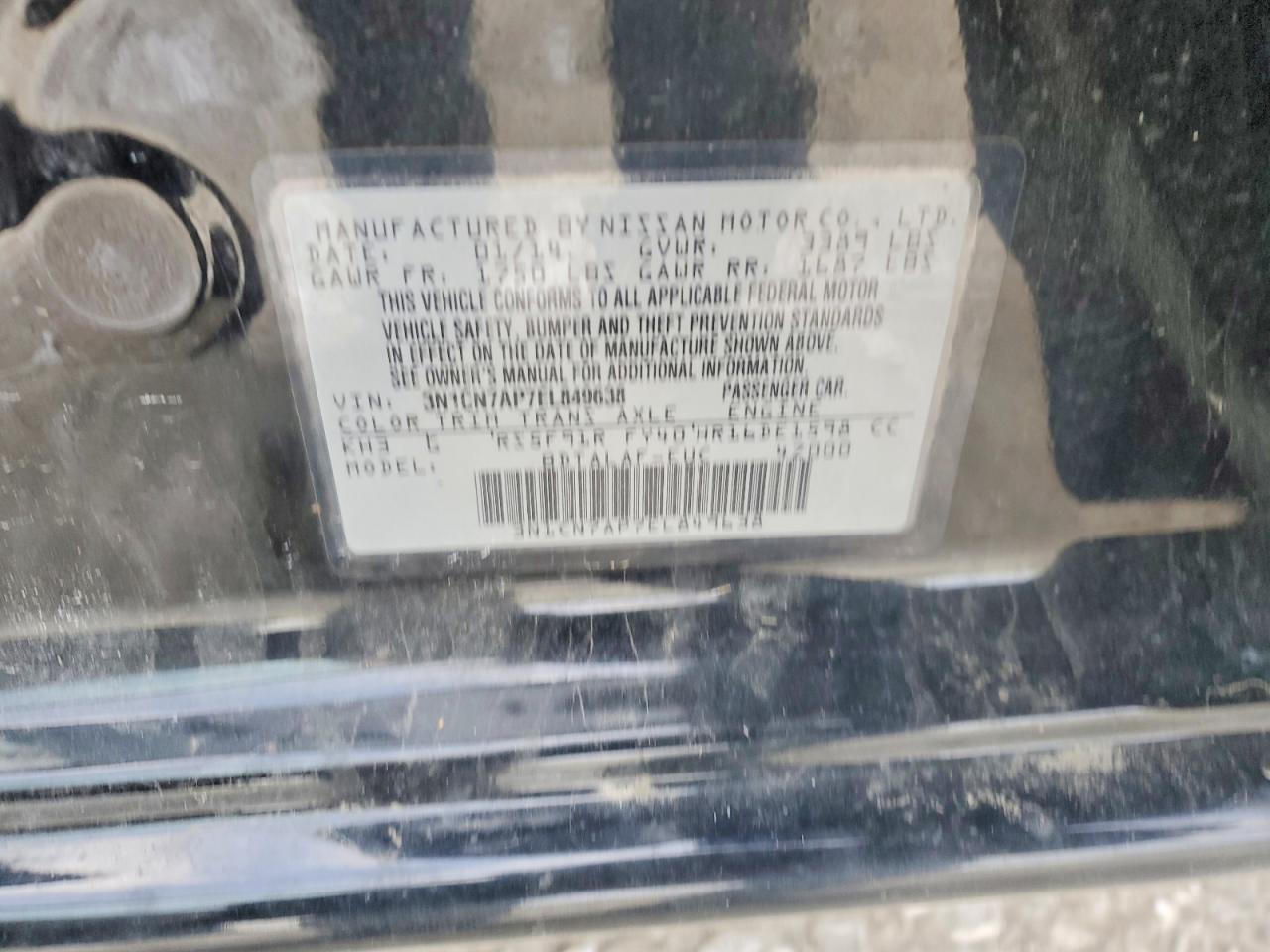 2014 Nissan Versa 1.6 S - zdjęcie 13