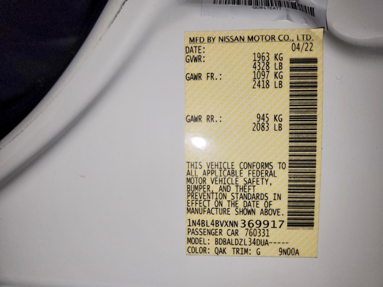 2022 Nissan Altima S Fwd - zdjęcie 12