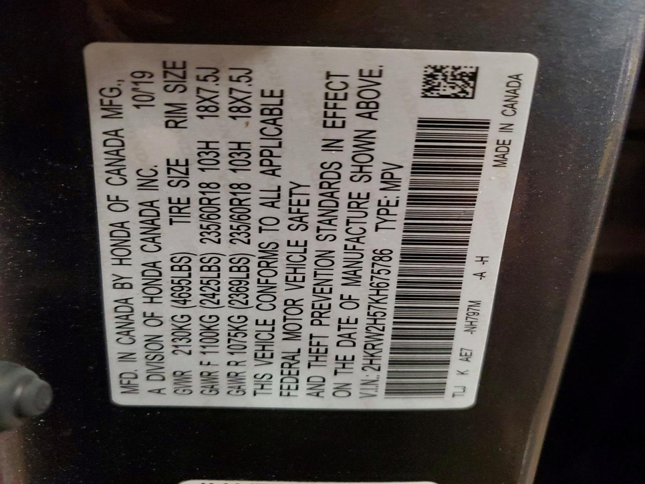 2019 Honda Cr-V Ex - zdjęcie 13