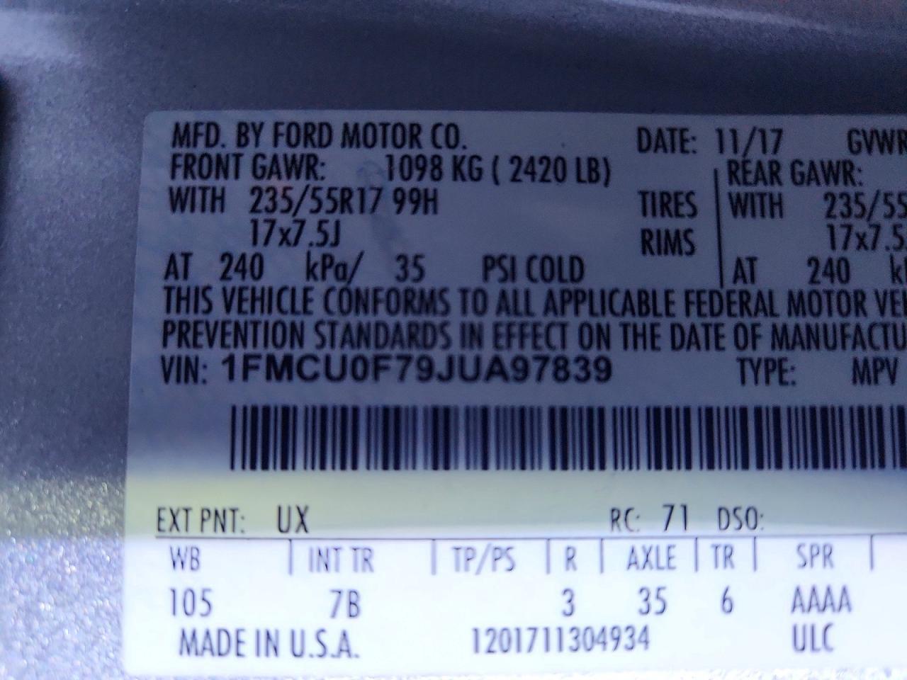 2018 Ford Escape S - zdjęcie 14