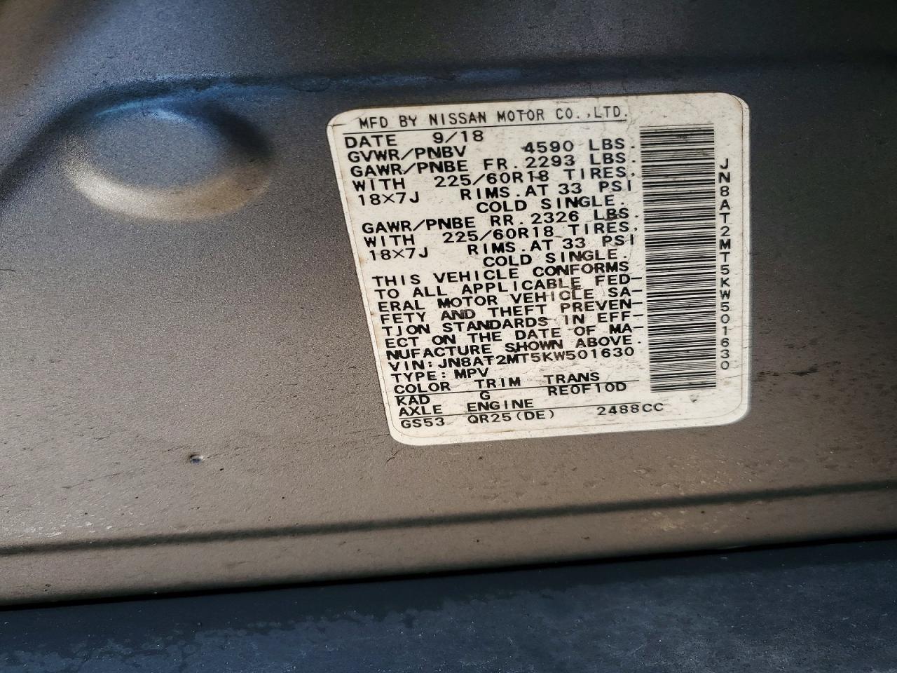 2019 Nissan Rogue Sv - zdjęcie 13