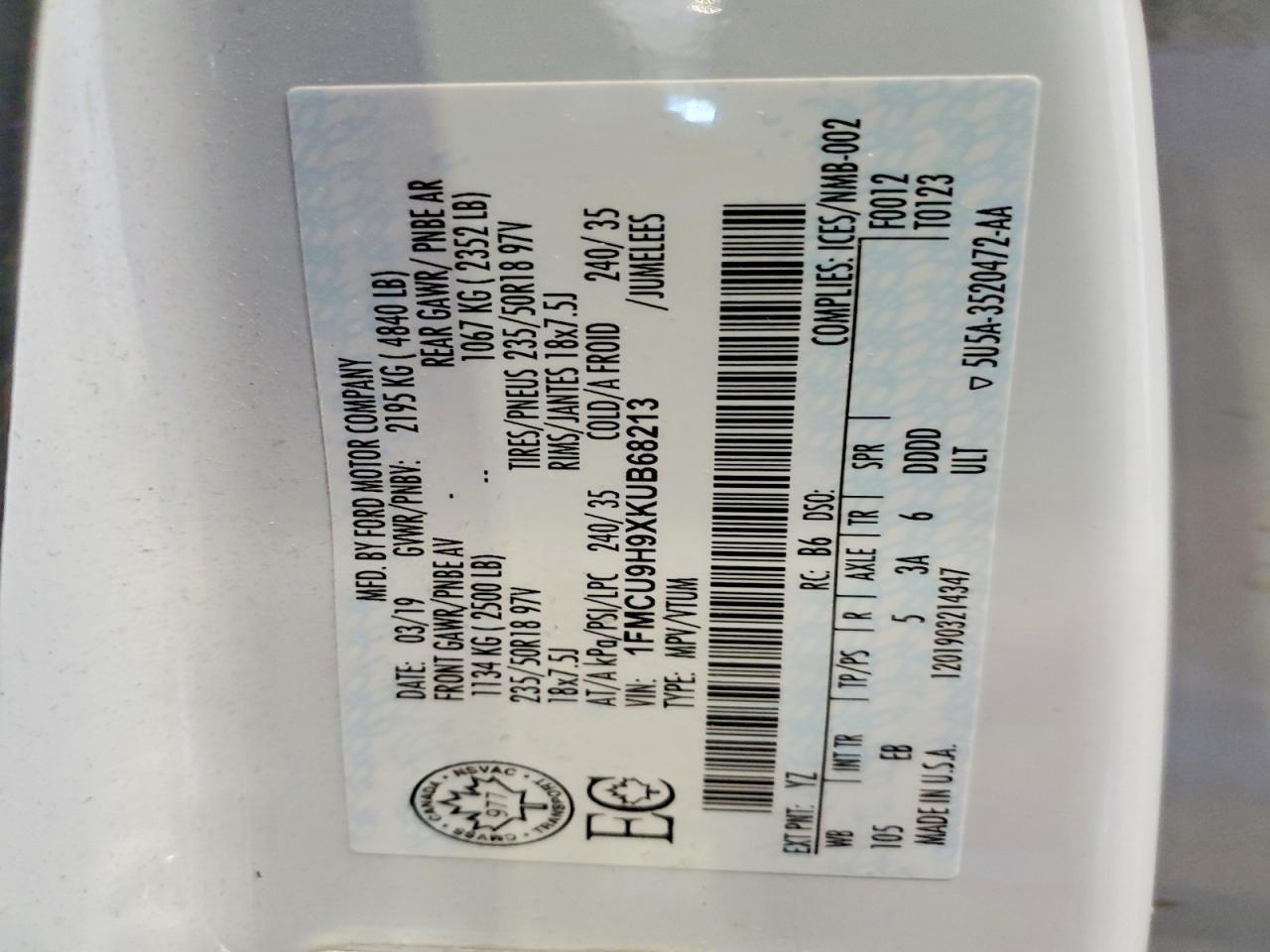 2019 Ford Escape Sel - zdjęcie 12