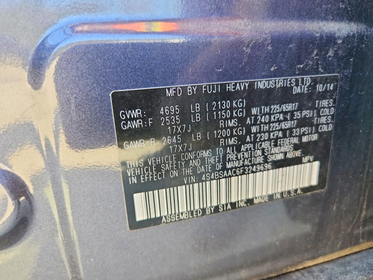 2015 Subaru Outback 2.5I - zdjęcie 13