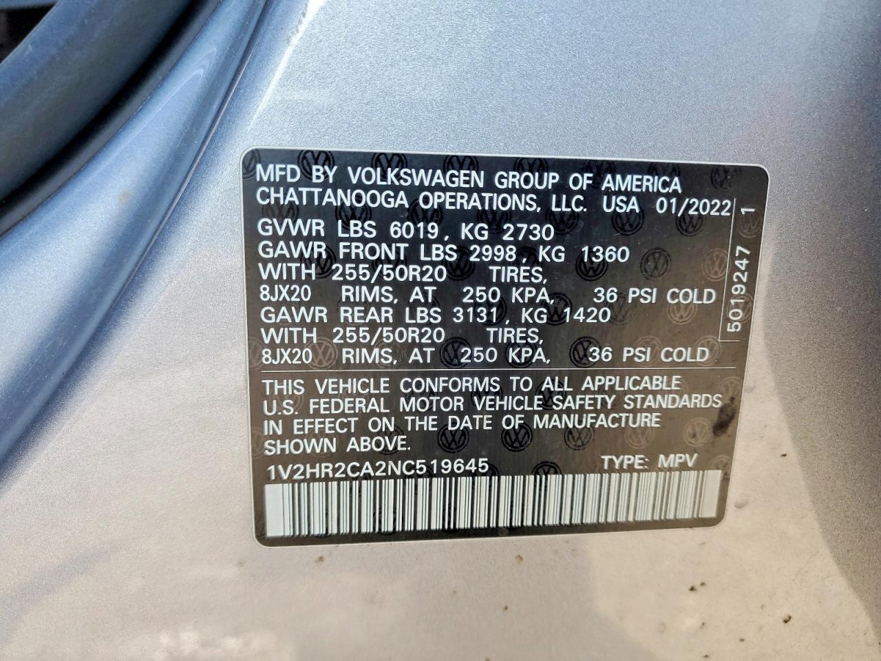 2022 Volkswagen Atlas Se - zdjęcie 13