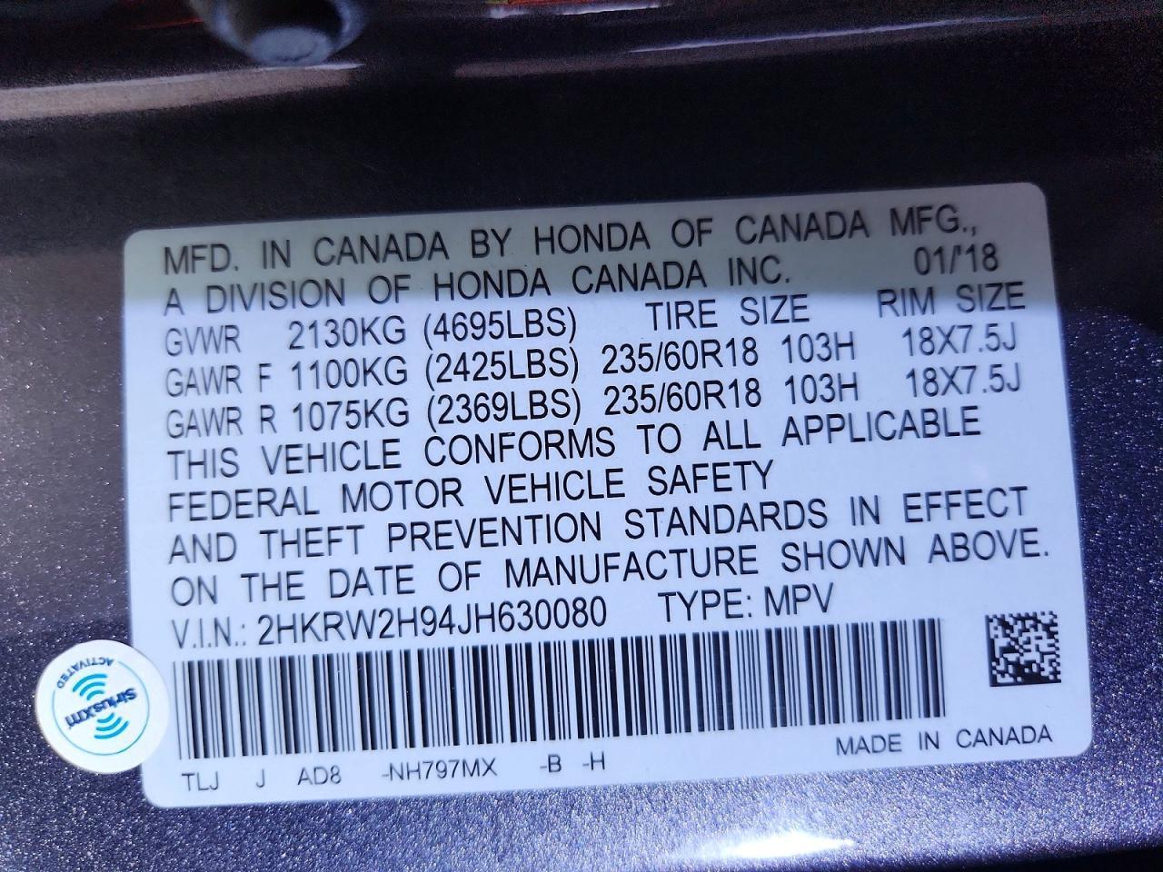 2018 Honda Cr-V Touring - zdjęcie 14