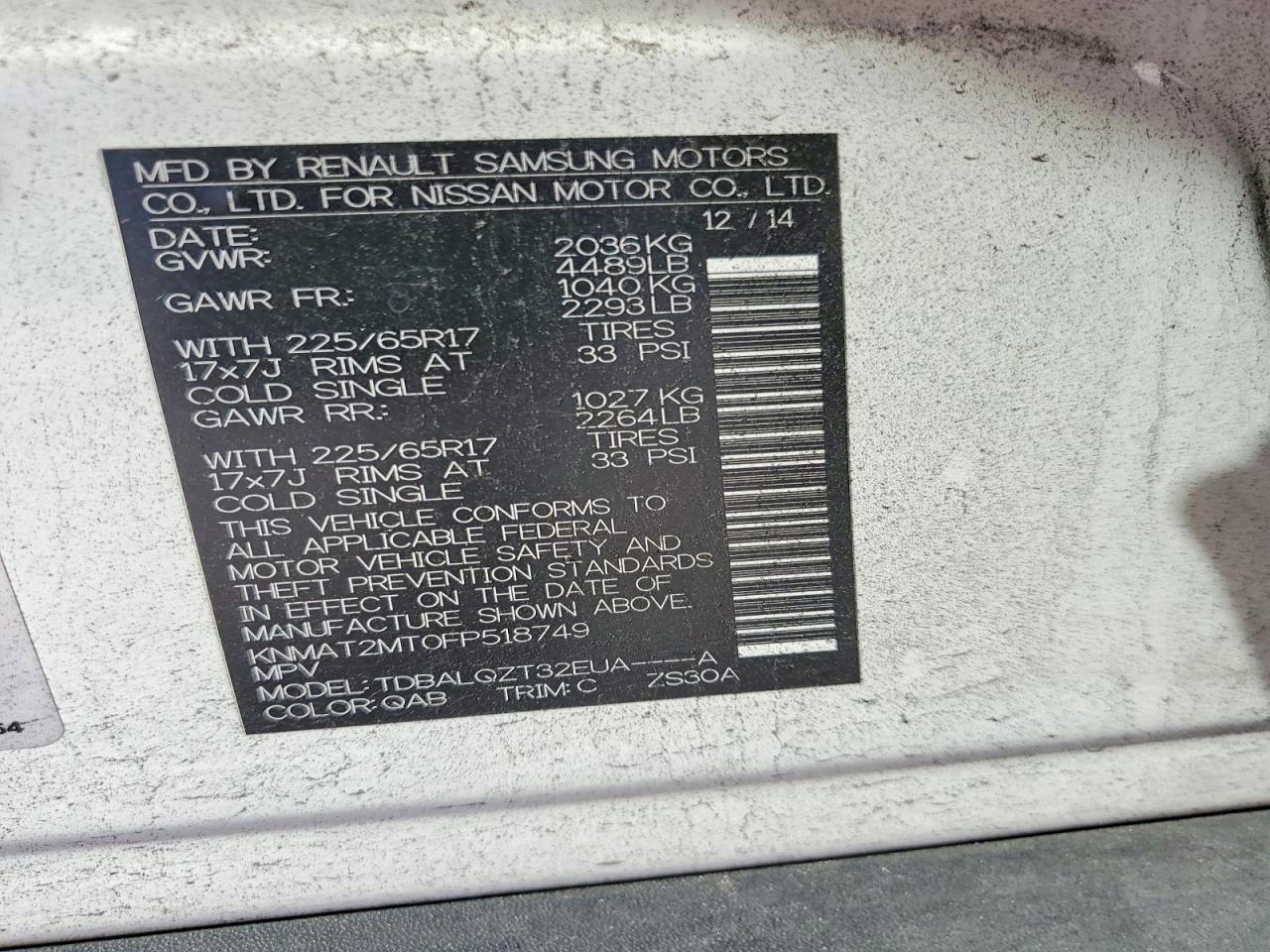 2015 Nissan Rogue Sv - zdjęcie 13