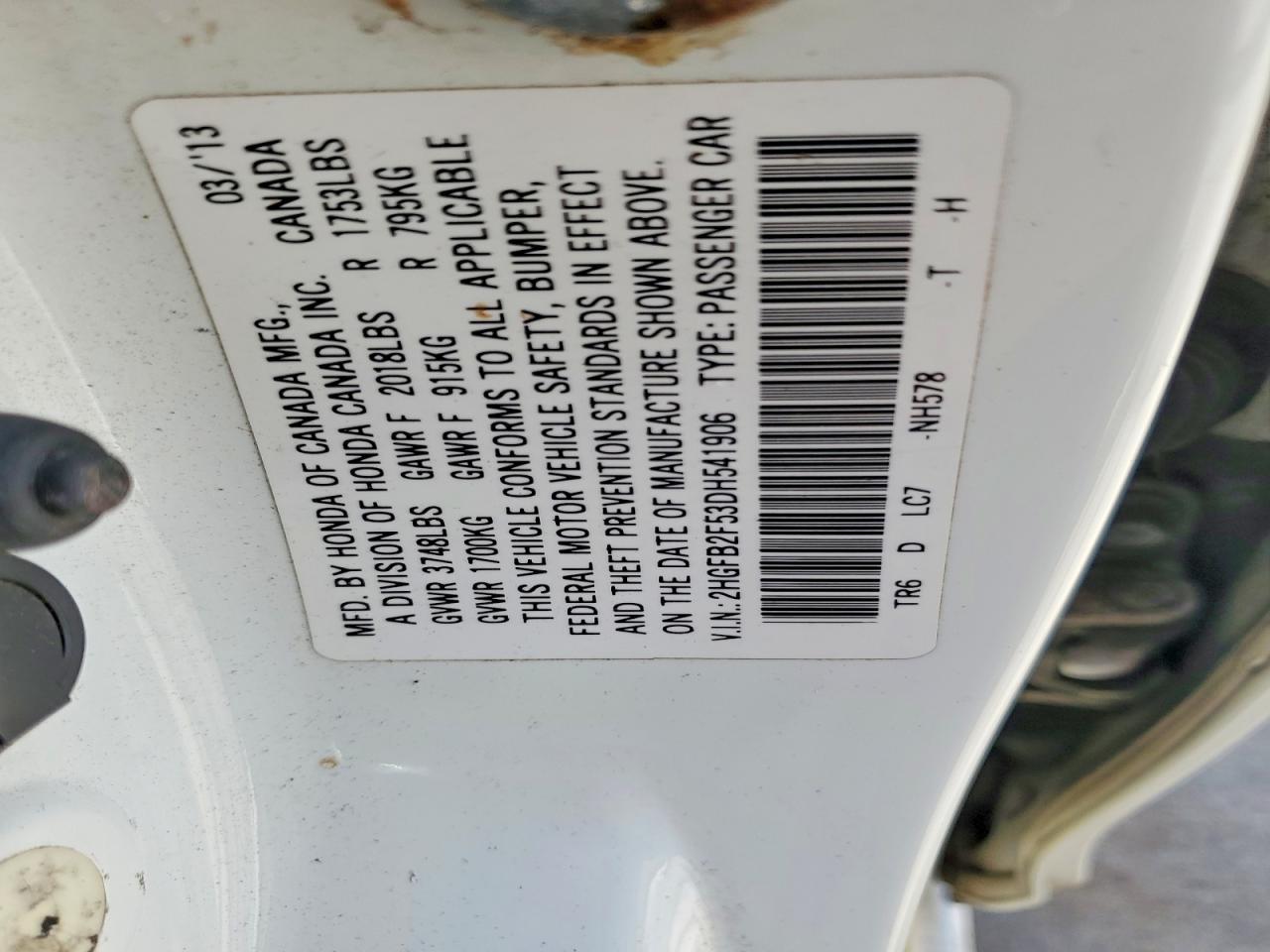 2013 Honda Civic Lx - zdjęcie 12