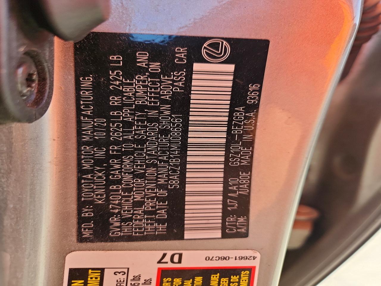 2021 Lexus Es 350 Base - zdjęcie 13